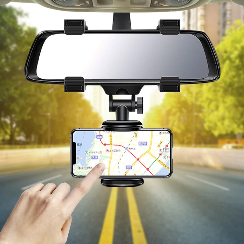 360° Car Mirror Telescopic Smart Phone Holder Mount