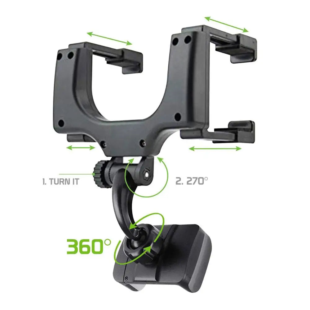 360° Car Mirror Telescopic Smart Phone Holder Mount