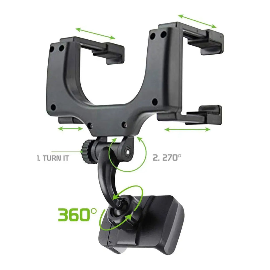 360° Car Mirror Telescopic Smart Phone Holder Mount