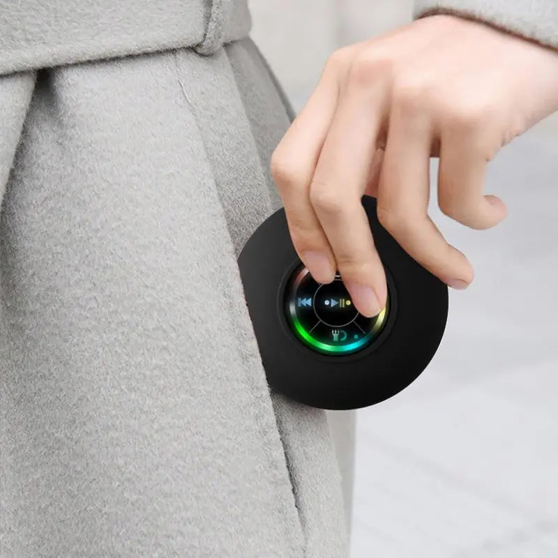 Mini Bluetooth Shower Speaker with LED Light, IPX4 Waterproof, Hands-Free, Rechargeable via Micro USB, Wireless Stereo for Beach, Shower, and Home Use