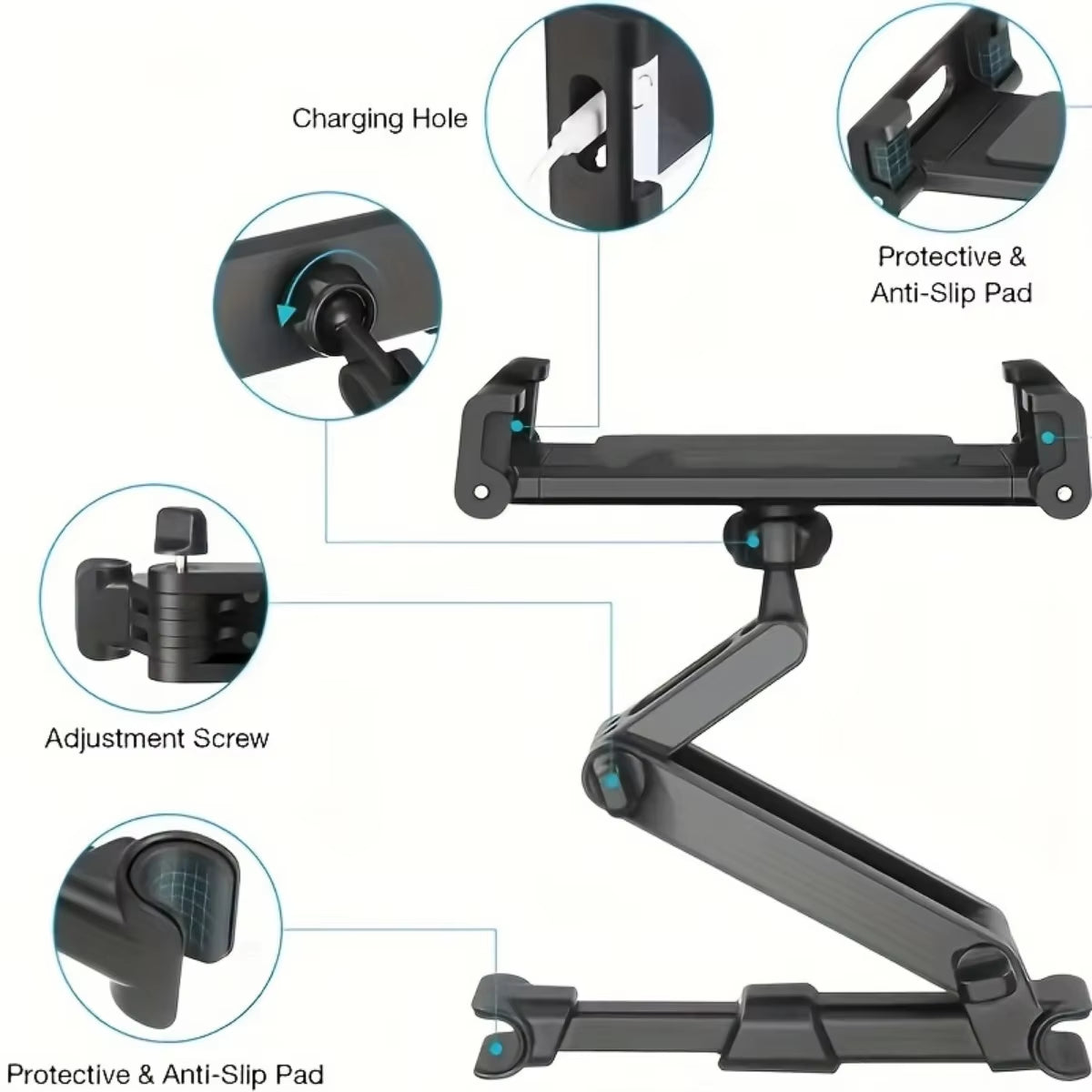 Car Tablet Holder, Headrest Tablet Mount Headrest Stand Cradle Compatible with Devices for Ipad Air Mini, Other 4.7-12.9