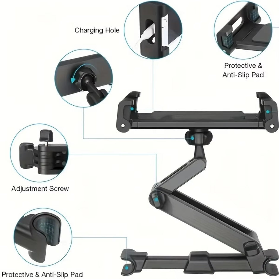 Car Tablet Holder, Headrest Tablet Mount Headrest Stand Cradle Compatible with Devices for Ipad Air Mini, Other 4.7-12.9