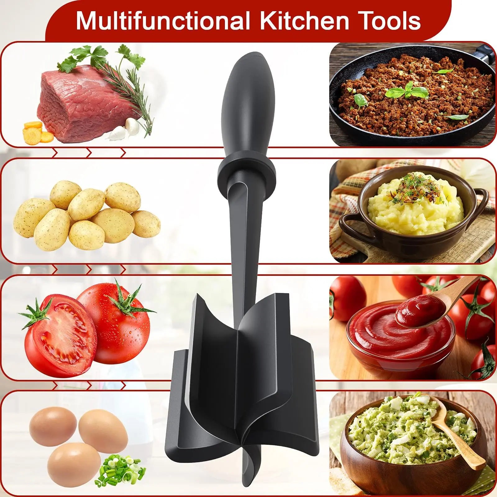 Handheld Meat Chopper, Non-Stick Meat Mincer and Manual Hamburger Meat Masher, Chicken Shredder Tool, Multifunctional Kitchen Cooking Accessory, Meat Shredding Machine, Meat Shredders